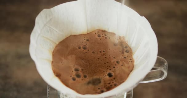Frischen Kaffee mit heißem Wasser aufbrühen - V60 Filtermethode - Filmmaterial, Video
