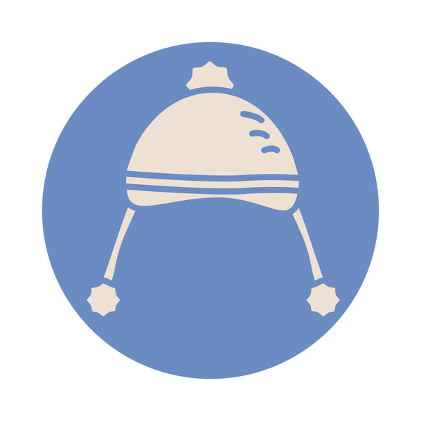 winter hat block style icon - Vector, Image