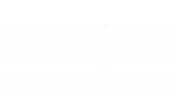 Línea negra Icono de regla y lápiz cruzado aislado sobre fondo blanco. Símbolo de borde recto. Dibujo y herramientas educativas. Animación gráfica de vídeo 4K - Metraje, vídeo