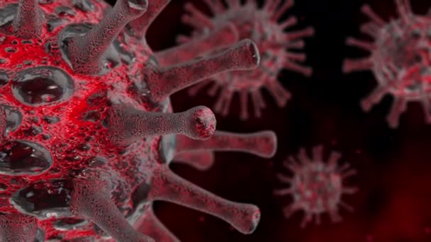 Coronavirus 2019-nCov. Infizierte Viren im Blut. Mikroskopvirus aus nächster Nähe. 3D-Darstellung. Konzept SARS-CoV-2. Weltweite Pandemie, die Ausbreitung des Virus. COVID-19 - Filmmaterial, Video
