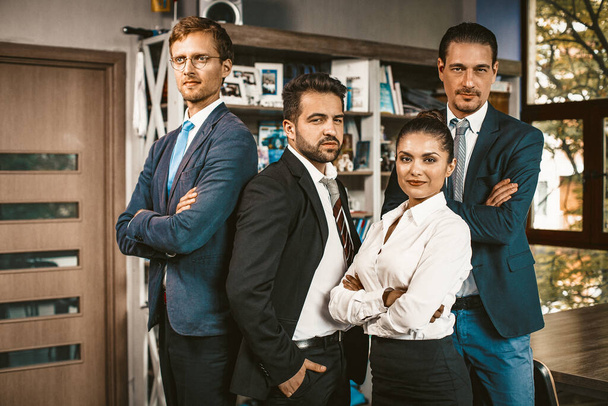 Female Boss And Her Male Business Team - Foto, afbeelding
