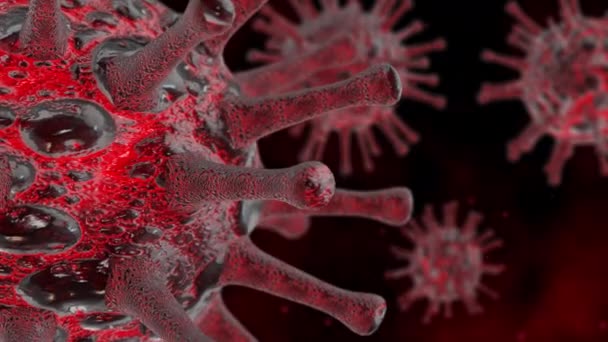 Coronavirus 2019-nCov. Μολυσμένος ιός στο αίμα. Ιός μικροσκοπίου κοντά. 3d απόδοση. Έννοια SARS-CoV-2. Παγκόσμια πανδημία, η εξάπλωση του ιού. COVID-19 - Πλάνα, βίντεο