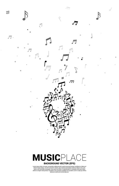 vectormuziek melodie noot vormige pin icoon. concept achtergrond voor muziekfestival en concertzaal. - Vector, afbeelding