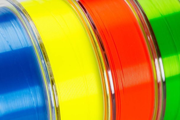 Multi-colored monofilament line for fishing close-up - Fotoğraf, Görsel