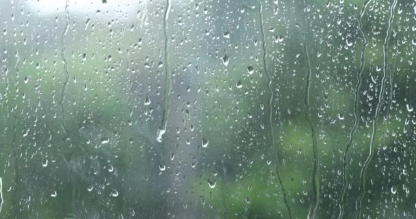 kapky deště se dívají přes sklo - Záběry, video