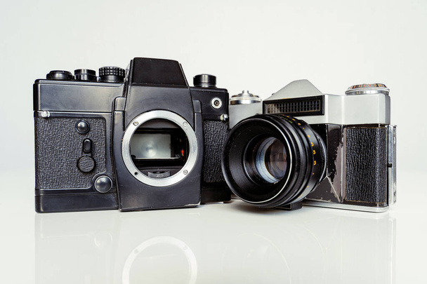 A couple of soviet union cameras Zenit E produced in 60s and 80s as an analogue to the German Leica. - Photo, Image