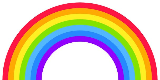 Forma del arco iris, medio círculo, colores brillantes del espectro, patrón rayado colorido. Ilustración vectorial. Icono arco iris
. - Vector, imagen