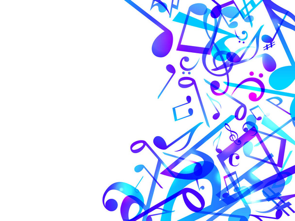 Colorful Music notes. Vector Illustration Abstract blue background. - Wektor, obraz