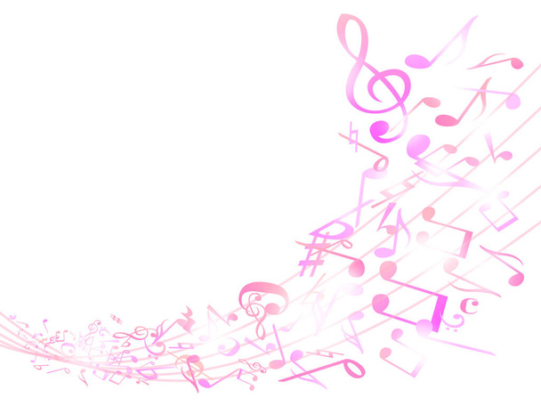 Színes zenei jegyzetek. Vektor illusztráció Absztrakt rózsaszín háttér. - Vektor, kép