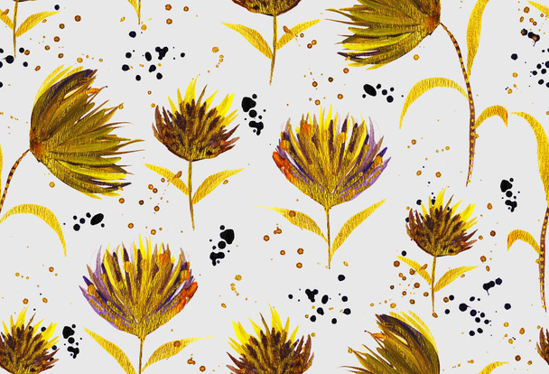 hand drawn seamless colorful bright pattern with colorful flowers - Foto, Bild
