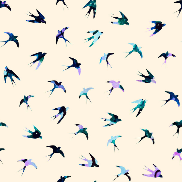 seamless colorful bright pattern with birds - Foto, Imagen