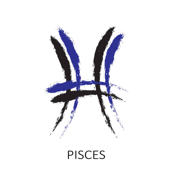Zodiac sign Pisces isolated on white background. Zodiac constellation. Design element for horoscope and astrological forecast. Hand drawn style. Vector illustration. - Vetor, Imagem