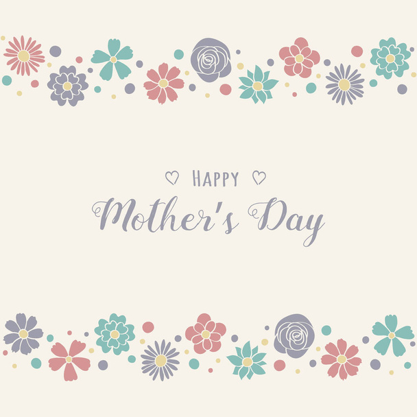 Design of Mothers Day card with cute flowers and wishes. Vector  - Vector, Image