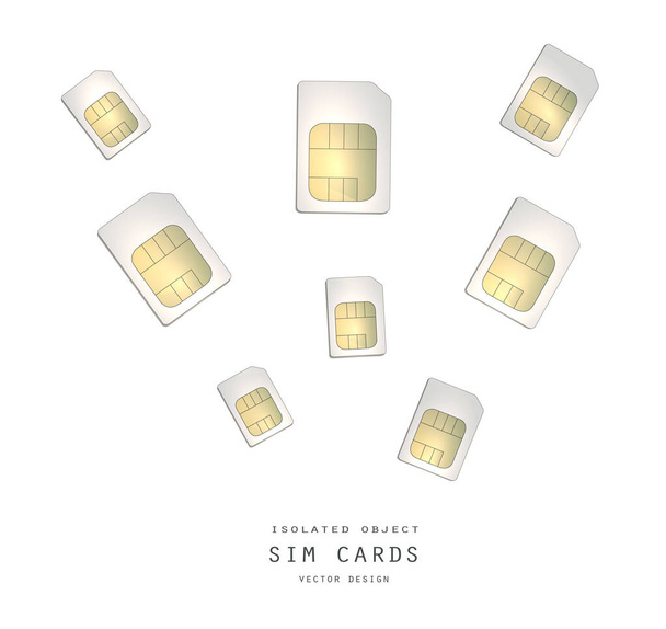 Sim cards, Isolated object on white background vector - Vector, Image