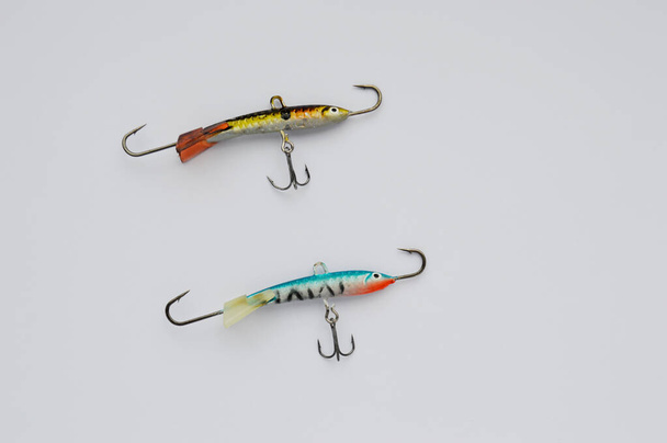 Fishing lures, isolated on white background. multi-colored lure. World Fisheries Day - Photo, Image