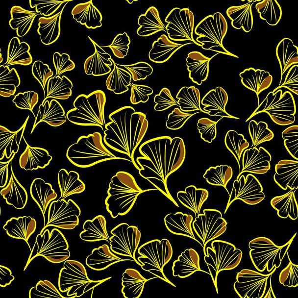 celery leaves nature Seamless pattern with yellow neon color leaf - ベクター画像