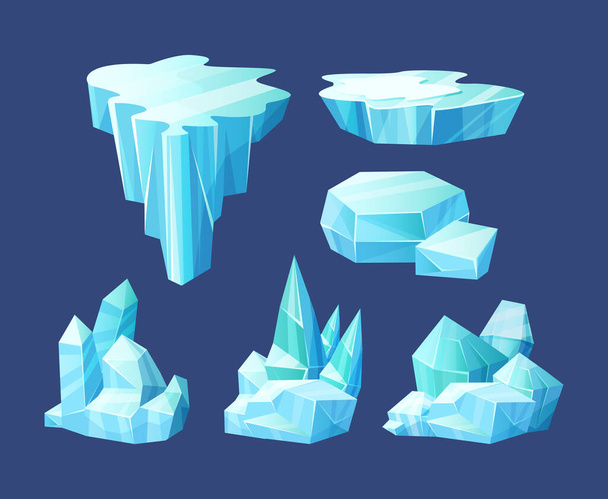 Crystals of ice, iceberg broken pieces of ice, icicles - Vector, afbeelding