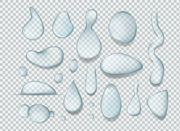 Clear water drops different shapes vector illustration - Vector, Image