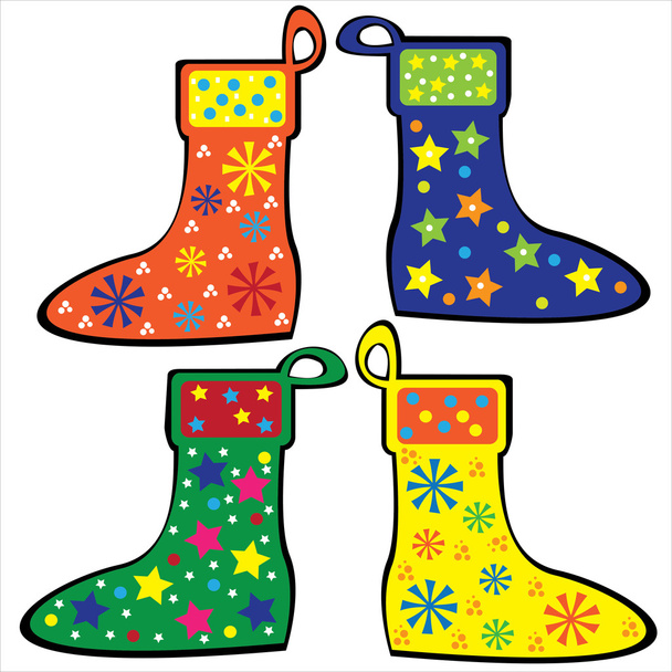 Renkli Noel çorap seti - Vektör, Görsel