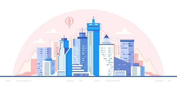 City skyline background. Buildings silhouette. Urban landscape for animation vector illustration - Vector, Image