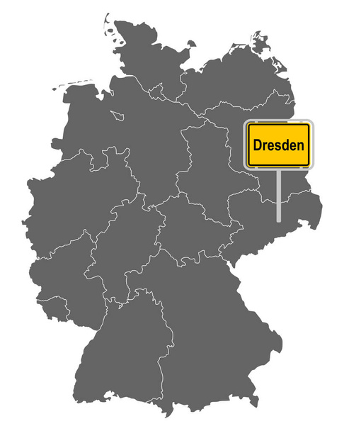 Map of Germany with road sign of Dresden - Vector, Image