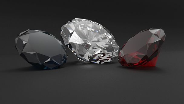 Safir - diamond - ruby - siyah arka plan - Fotoğraf, Görsel