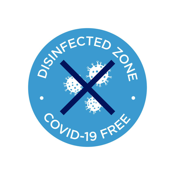 Covid-19 vámszabad zóna ikon. A Coronavirus fertőtlenített területeinek kerek szimbóluma - Vektor, kép