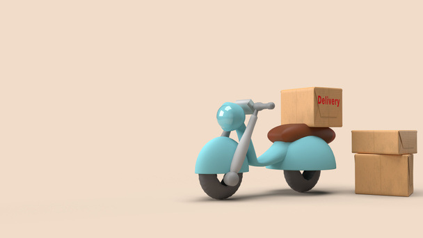 The  delivery send order with motors bike 3d rendering. - Photo, Image