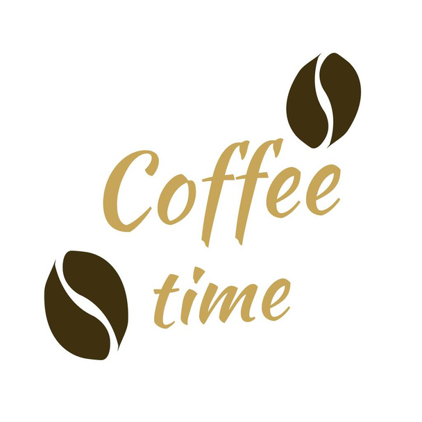 Coffe time slogan. Coffe beans - Vector, Image