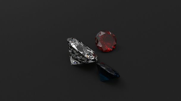 Rubí - Diamante - Zafiro - Fondo negro
 - Foto, Imagen