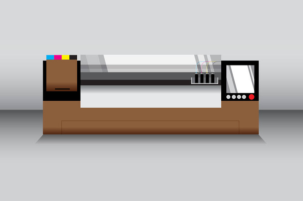 Brown impressora grande com fundo gradiente de prata
 - Vetor, Imagem