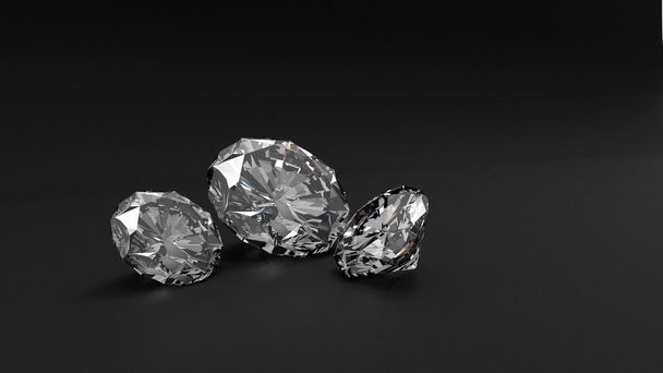 3 diamantes - fundo preto
 - Foto, Imagem