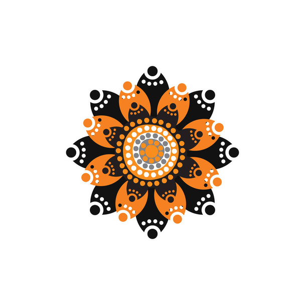 Plantilla de vector de diseño de logotipo de icono de pintura de puntos de arte aborigen - Vector, imagen