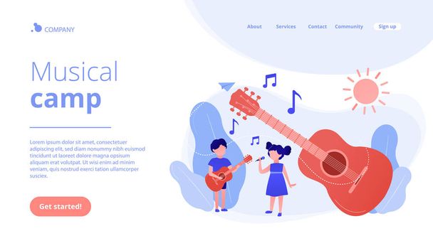 Musical camp concept landing page. - Vector, Image