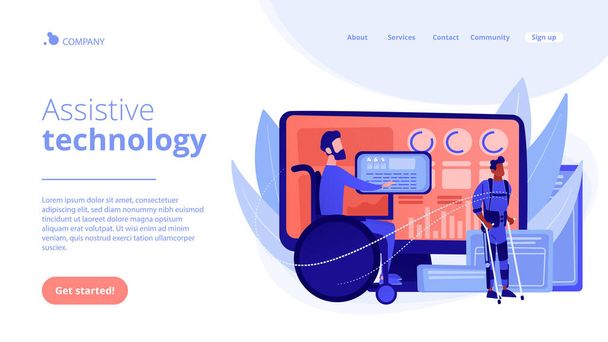 Assistive technology concept landing page - Vector, Image