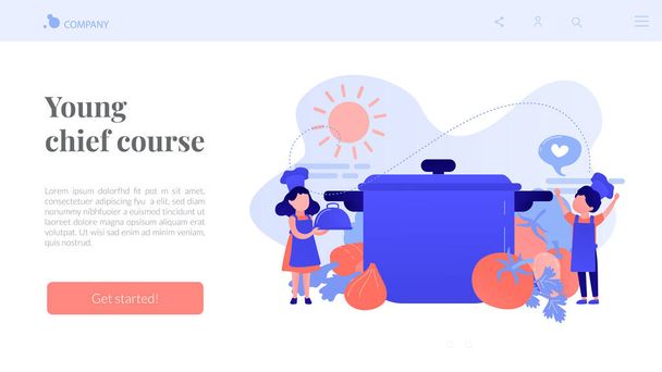 Cooking camp concept landing page. - Vector, Image