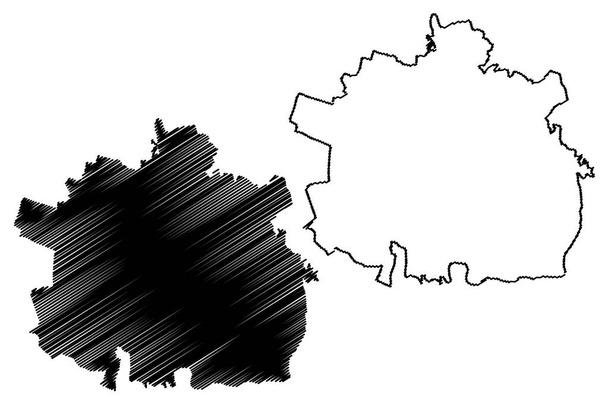 Hradec Kralove Város (Csehország, Csehország) térkép vektor illusztráció, firka vázlat Hradec város Kralove térkép - Vektor, kép