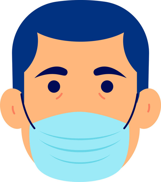 Homme en masque respiratoire médical. L'hôpital ou la pollution protègent le masque facial. Bonne aide COVID-19 Coronavirus
. - Vecteur, image