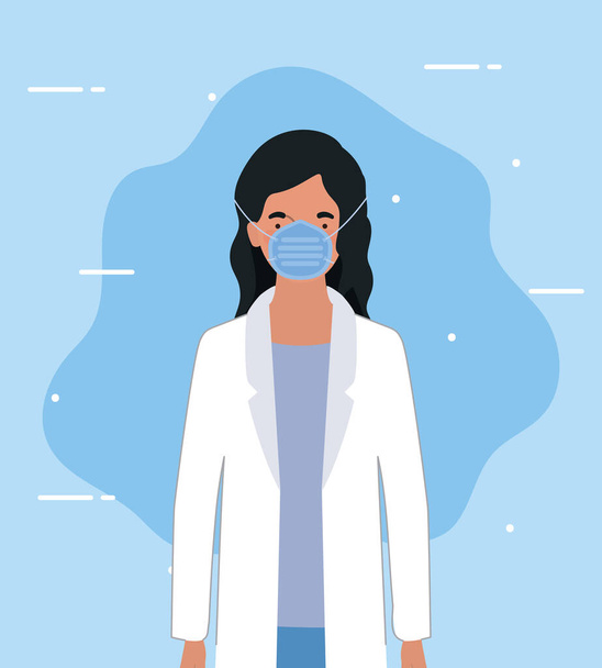 Женщина-врач в маске против вирусовекторного дизайна 2019 года
 - Вектор,изображение