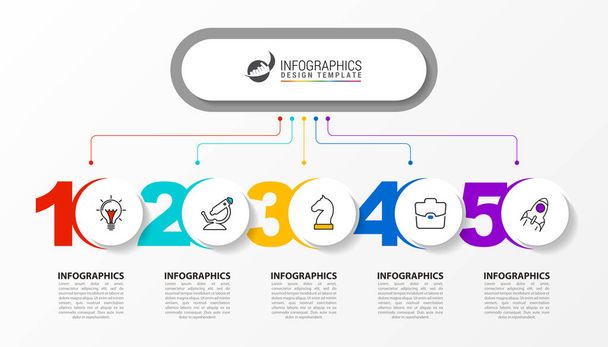 Infographic design template. Creative concept with 5 steps. Can be used for workflow layout, diagram, banner, webdesign. Vector illustration - Vector, Image