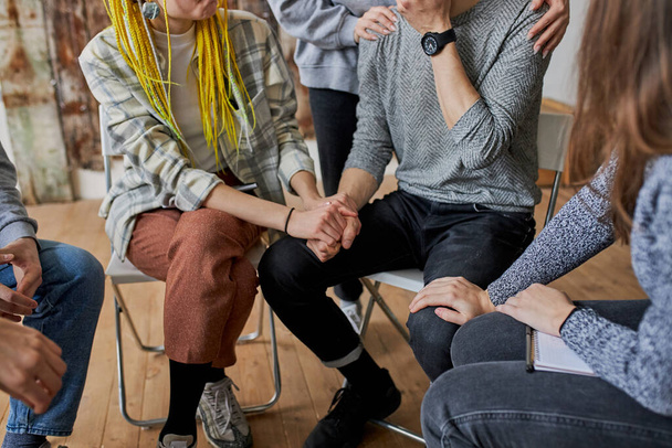 psychological help therapy, people supporting each other - Foto, afbeelding