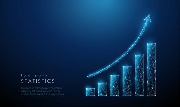 Abstract blue increasing chart. Low poly style design - Vector, Image