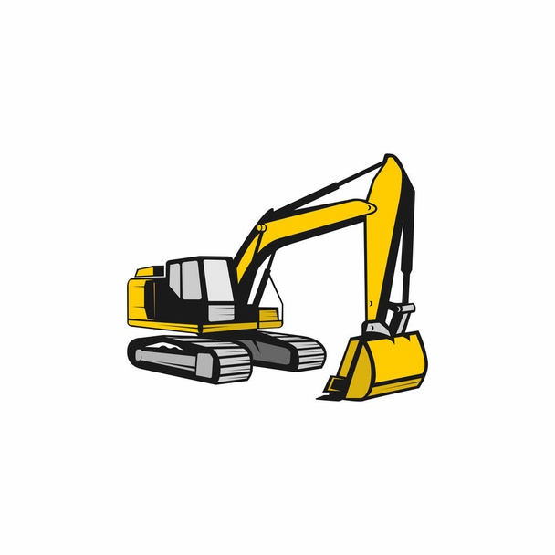 Excavadora Silhouette Vector Logo Template. construcción, ilustración vectorial
 - Vector, imagen