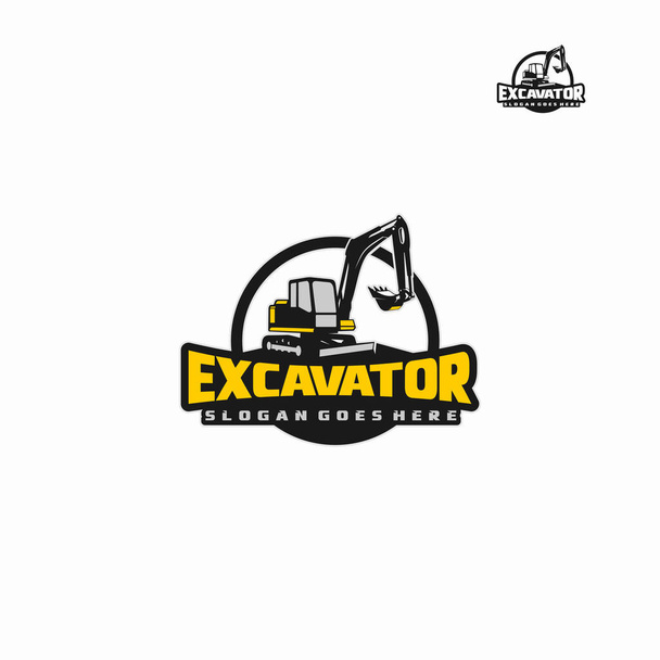 Excavator Silhouette Vector Logo Template. construction, vector illustration - Vector, Image