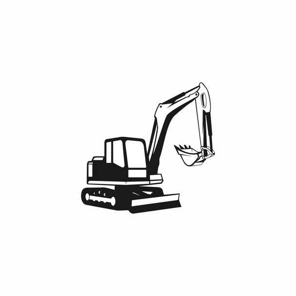 Graafmachine Silhouet Vector Logo Template. constructie, vectorillustratie - Vector, afbeelding