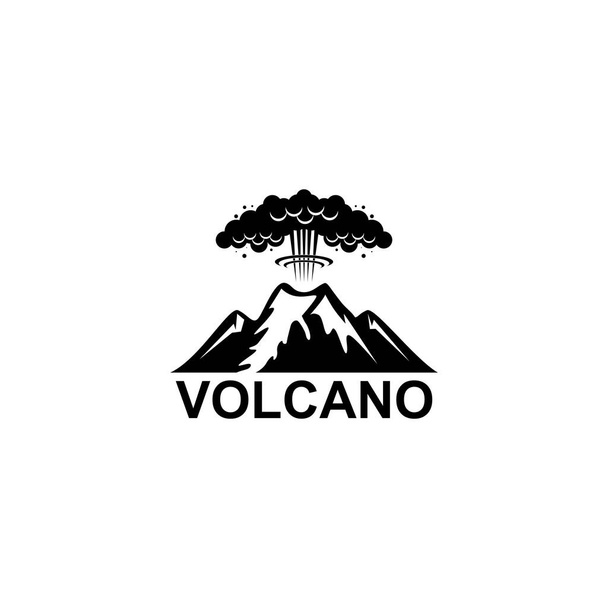 Mountain vektori logo suunnittelu. Kalliovuorten siluetteja pilvisellä taivaalla. Ulkoilu, matkustaminen Alpeilla, luonto ulkona, retkeily, patikointi Mount Hill merkit malleja
. - Vektori, kuva