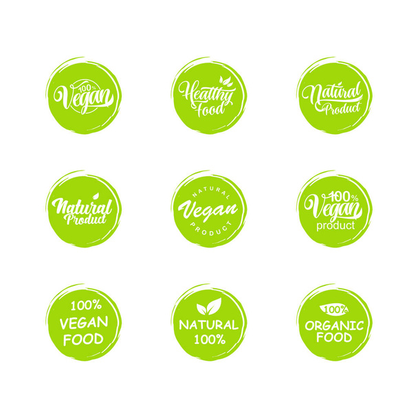 Natural product lettering logo, label, badge, emblem for organic food, products packaging, farmer market - Vector, Image
