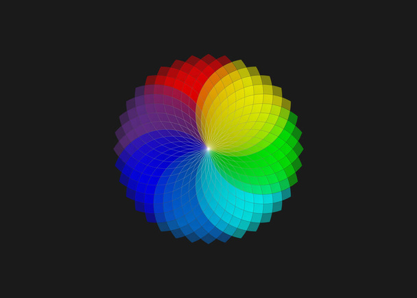 Τροχός χρωμάτων, μονοχρωματικός τροχός χρωμάτων, θεωρία πολύχρωμων σχημάτων, διανυσματικό απομονωμένο ή μαύρο φόντο  - Διάνυσμα, εικόνα