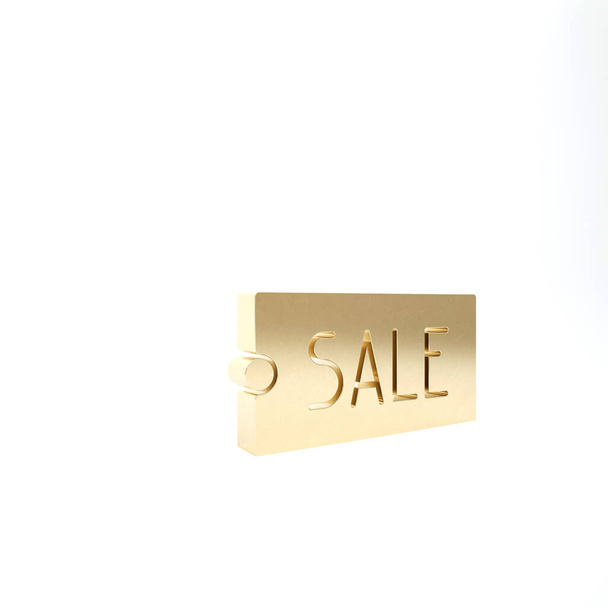 Gold Price tag with an inscription Sale icon isolated on white background. Badge for price. Promo tag discount. 3d illustration 3D render - 写真・画像