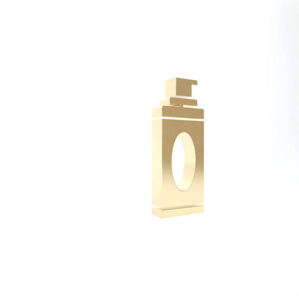 Gold Shaving gel foam icon isolated on white background. Shaving cream. 3d illustration 3D render - Photo, Image